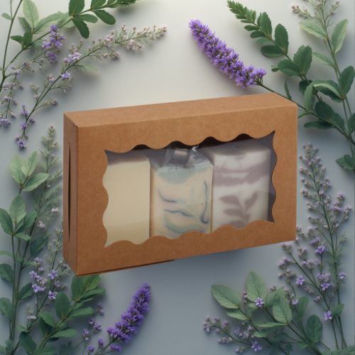Coffret savons faits main | Trilogie et porte-savon