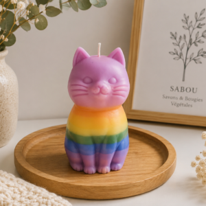 Bougie chat arc en ciel