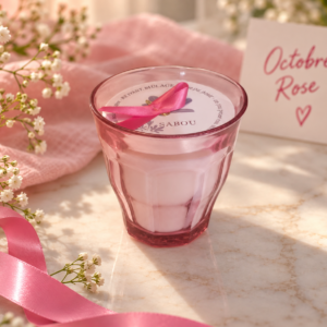 Bougie Octobre Rose SABOU en verre Duralex Picardie rose pâle